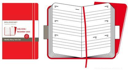 Moleskine pocket weekly. Twin Set. Agenda-taccuino settimanale 2009-2010 copertina rigida rossa. 18 mesi