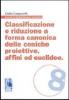 Classificazione e riduzione a forma canonica delle coniche proiettive affini ed euclidee